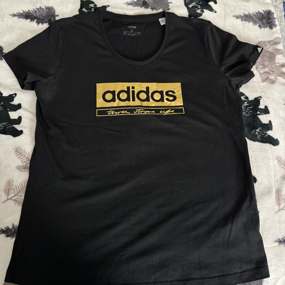 Adidas Womens T-Shirt with Gold Logo